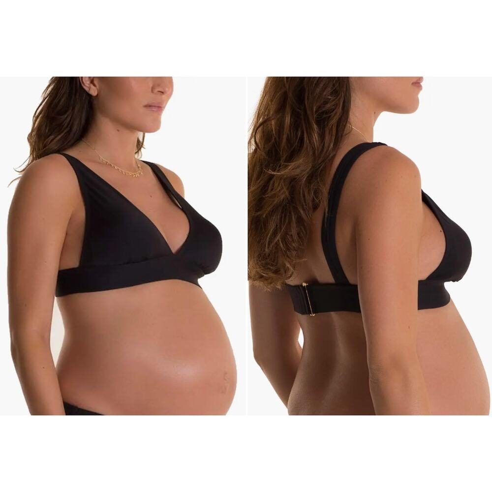 Pez D'Or Womens Wide Strap Bikini Top Size XL 14 Maternity Black Removable Cups